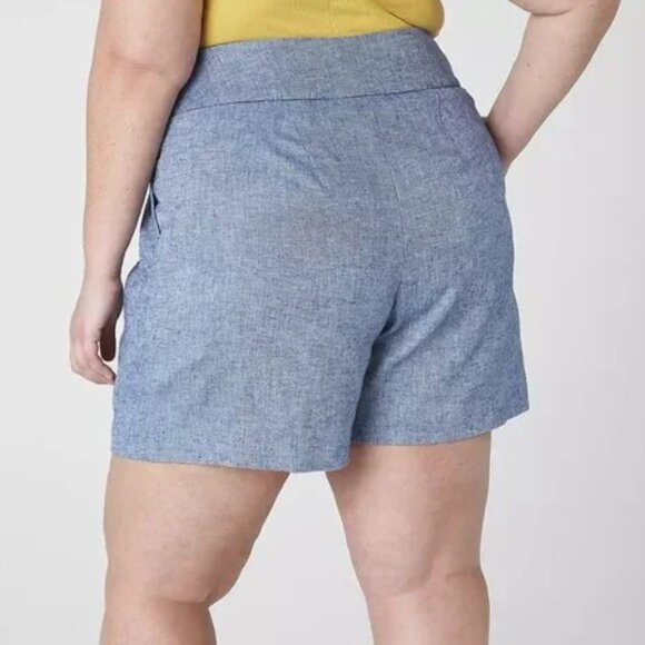 NWT Lane Bryant Soft Linen Blend Mid Rise Pleated Shorts Twee Coastal sz 22 - Picture 2 of 9